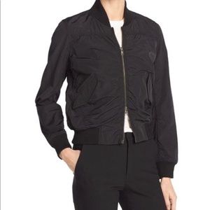 Vince Washed Shrunken Bomber Jacket Black Womens